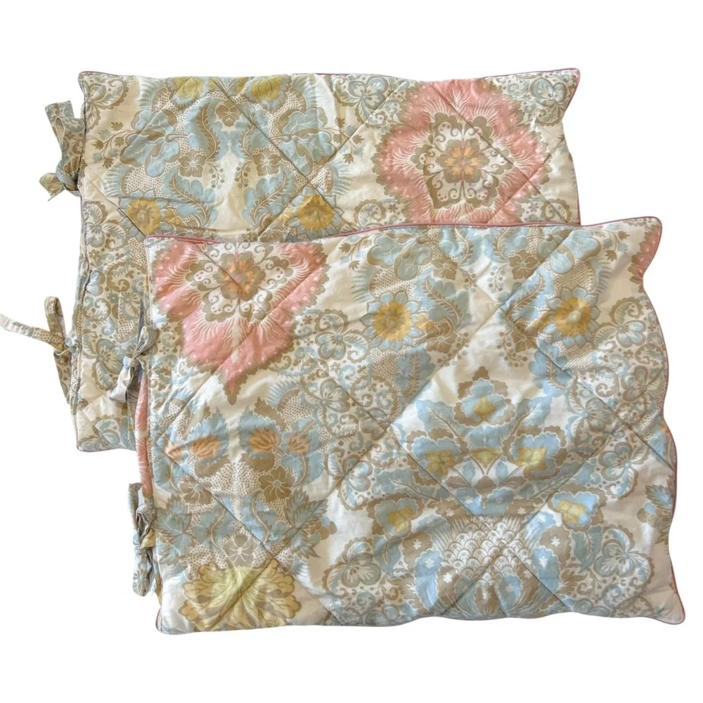 Pottery Barn 2 pc Set Matching Quilted Standard Size‎ Pillow Case Sham Palampore